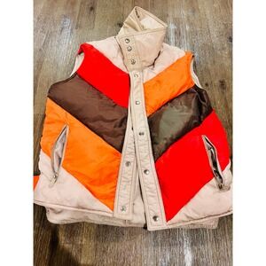 White Stag Vintage Reversible Down Puffer Vest Mens M Orange Red  Retro